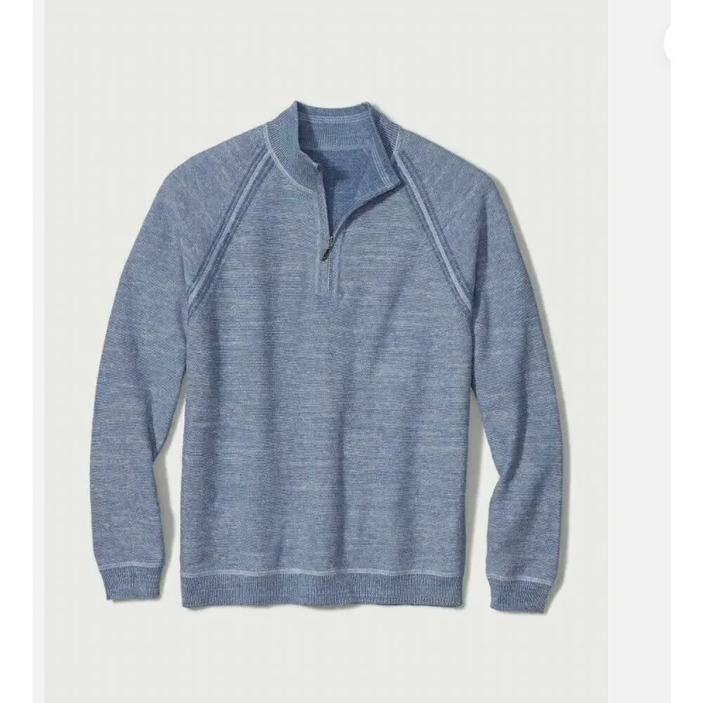 Tommy Bahama BUNDLE OF 2 Sandy Bay Reversible Half-Zip Sweaters Blue/Teal sz L
